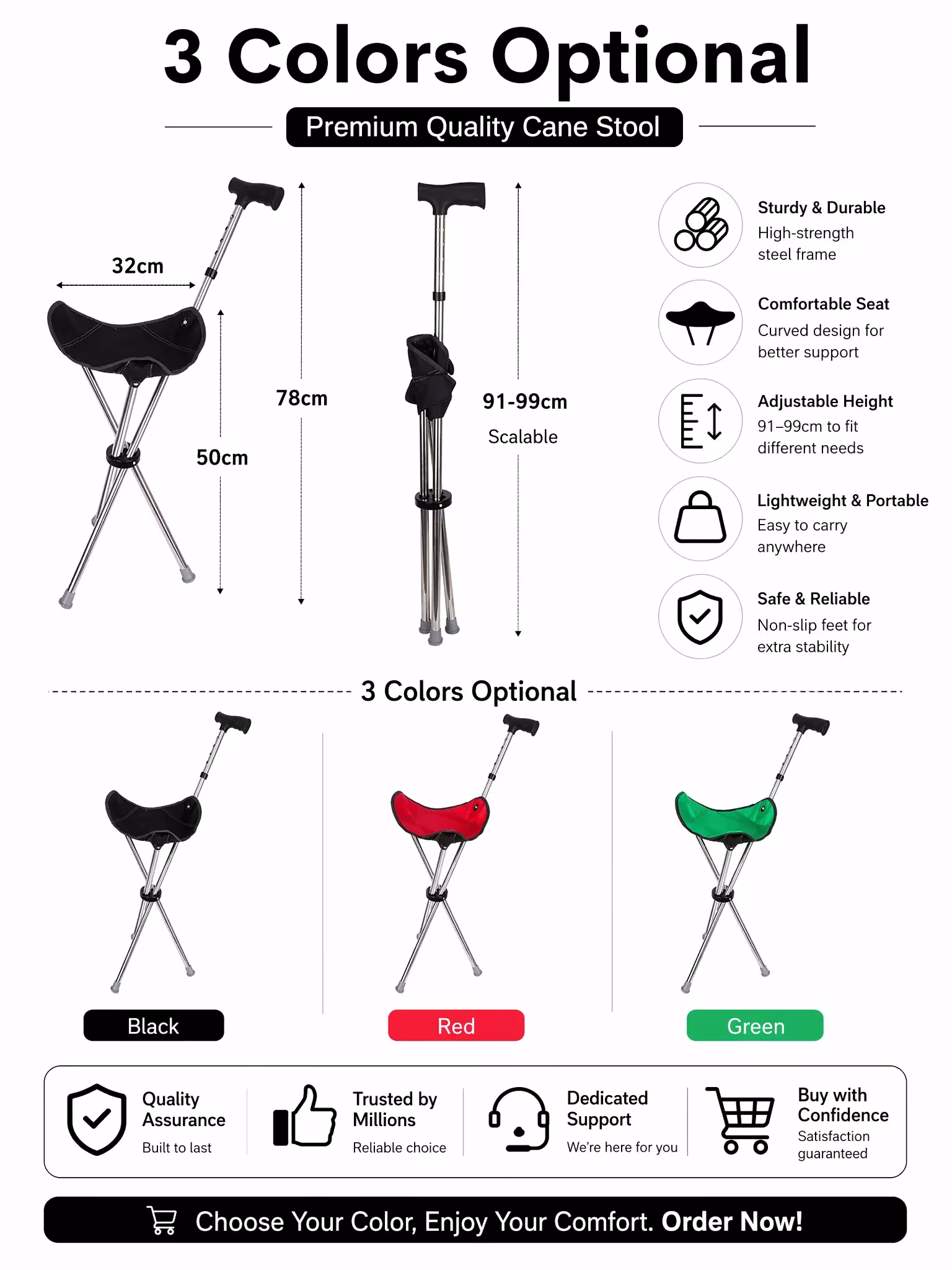 silla plegable con bastón