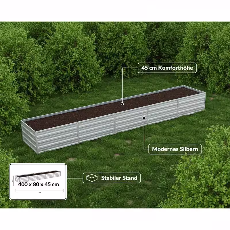 bac à fleurs en métal pour jardin