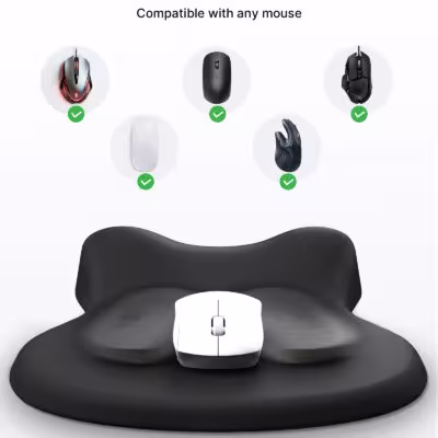 Ergonominis pelės kilimėlis su riešo atrama, atmintinio putplasčio paviršiumi ir neslystančiu PU pagrindu skausmui malšinti