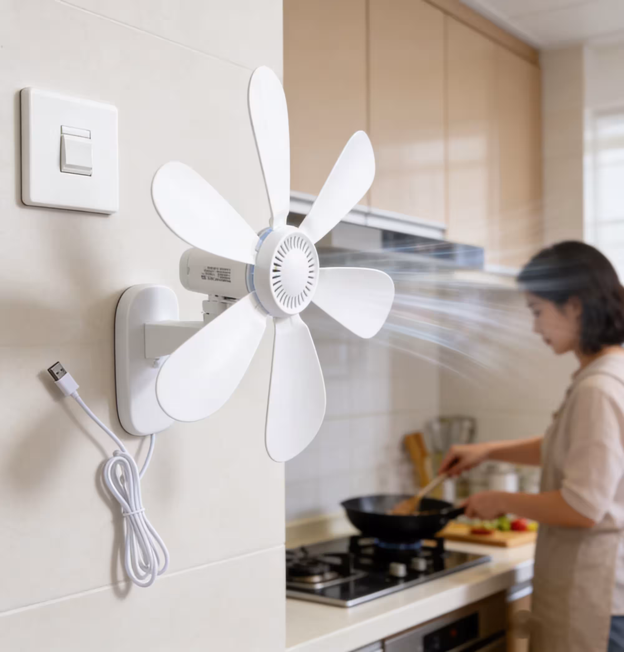 Wall-mounted USB fan