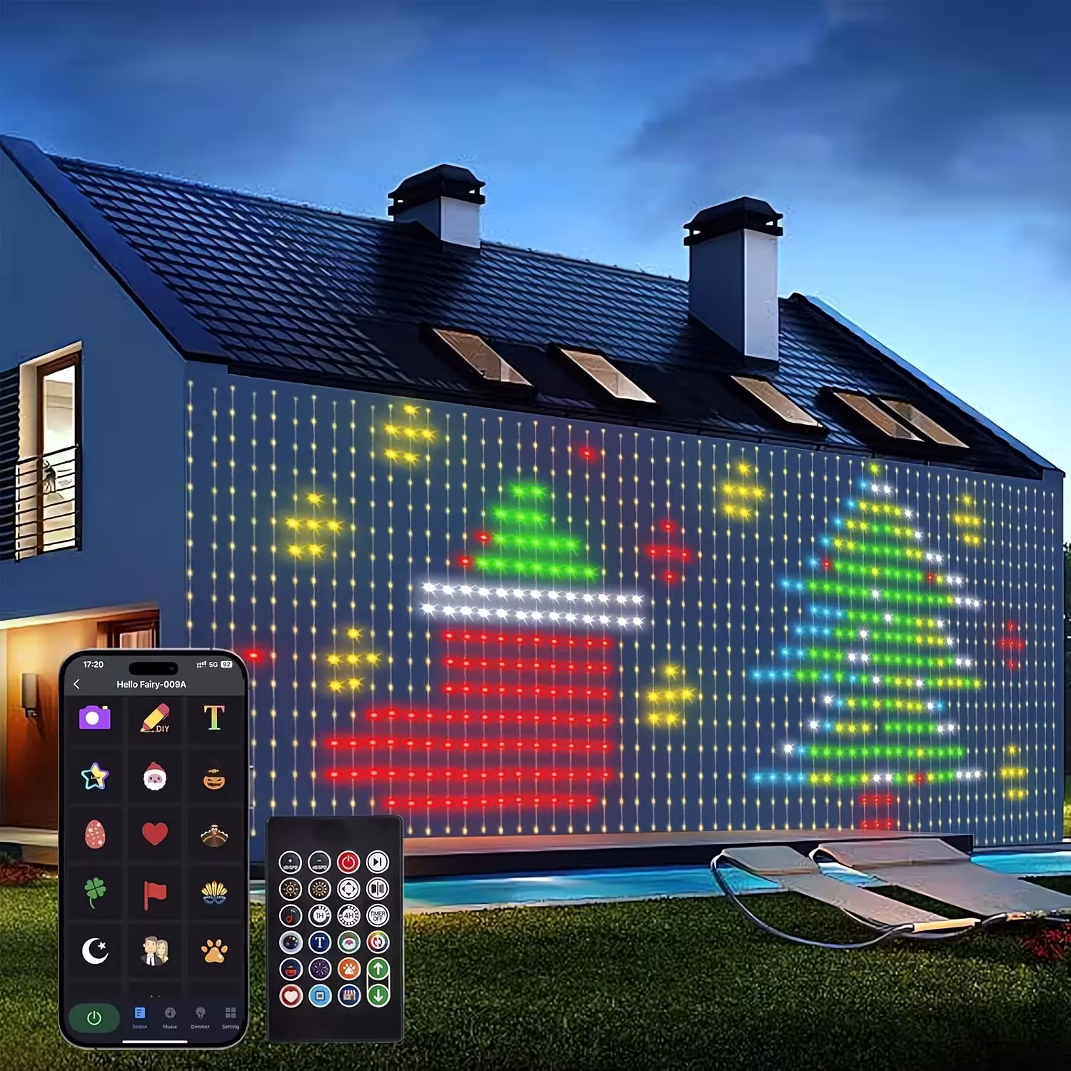 Guirlande lumineuse LED intelligente à 400 LED, USB, contrôlée par application, synchronisation avec la musique