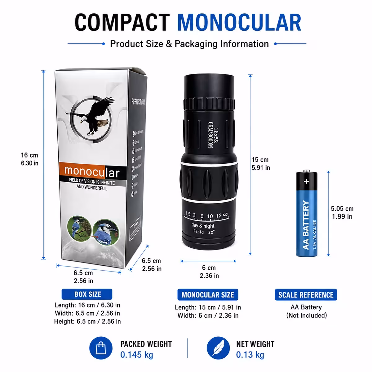 Monokular HD 16x52