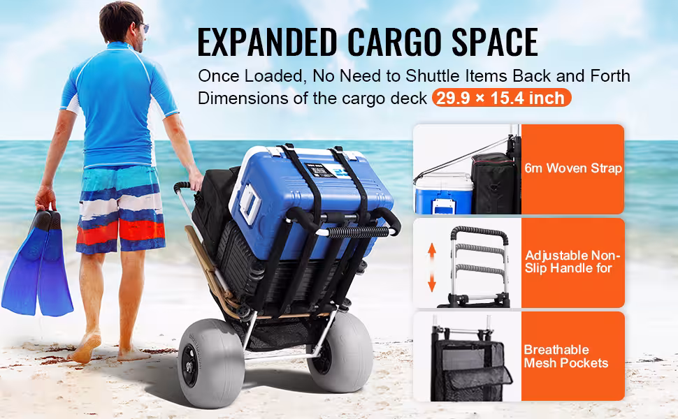 carrello da spiaggia con ruote