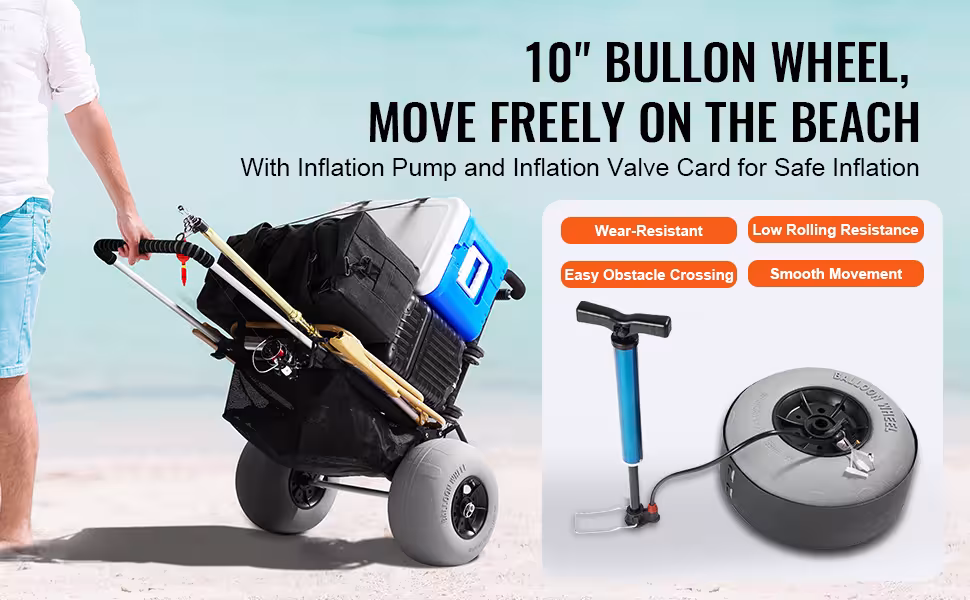 carrello da spiaggia con ruote
