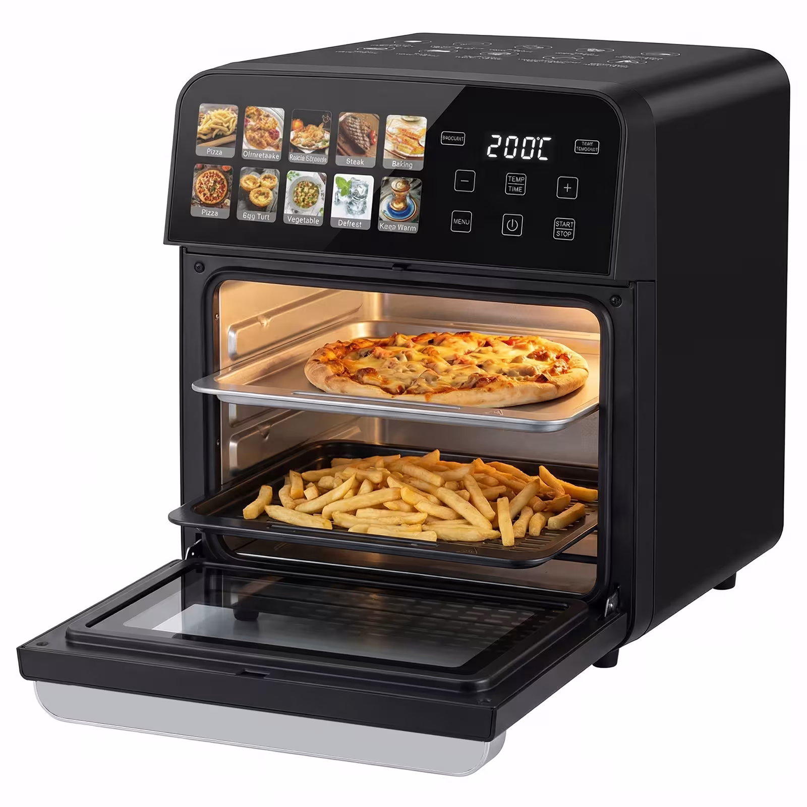 Friteuse à air 10L, 1800W, sans huile, écran tactile, 11 programmes