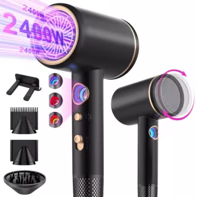 Hair dryer hair dryer hair dryer ions 2400W, anti-split ends with cold-air mode 2400.00 W, (25m/s, 3 styling attachments, enriched with keratin and almond oil, ion care – anti-frizz, long-lasting AC motor) 1