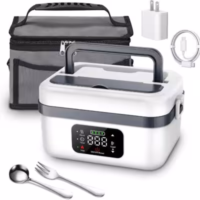 Portable Electric Lunch Box, 1L Capacity & 16000mAh Power Bank, Wireless Self-Heating for Work Travel Car Office 1