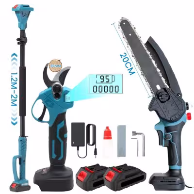 Sistema cordless 3 in 1 di sega a catena elettrica brushless e cesoie da potatura con prolunga