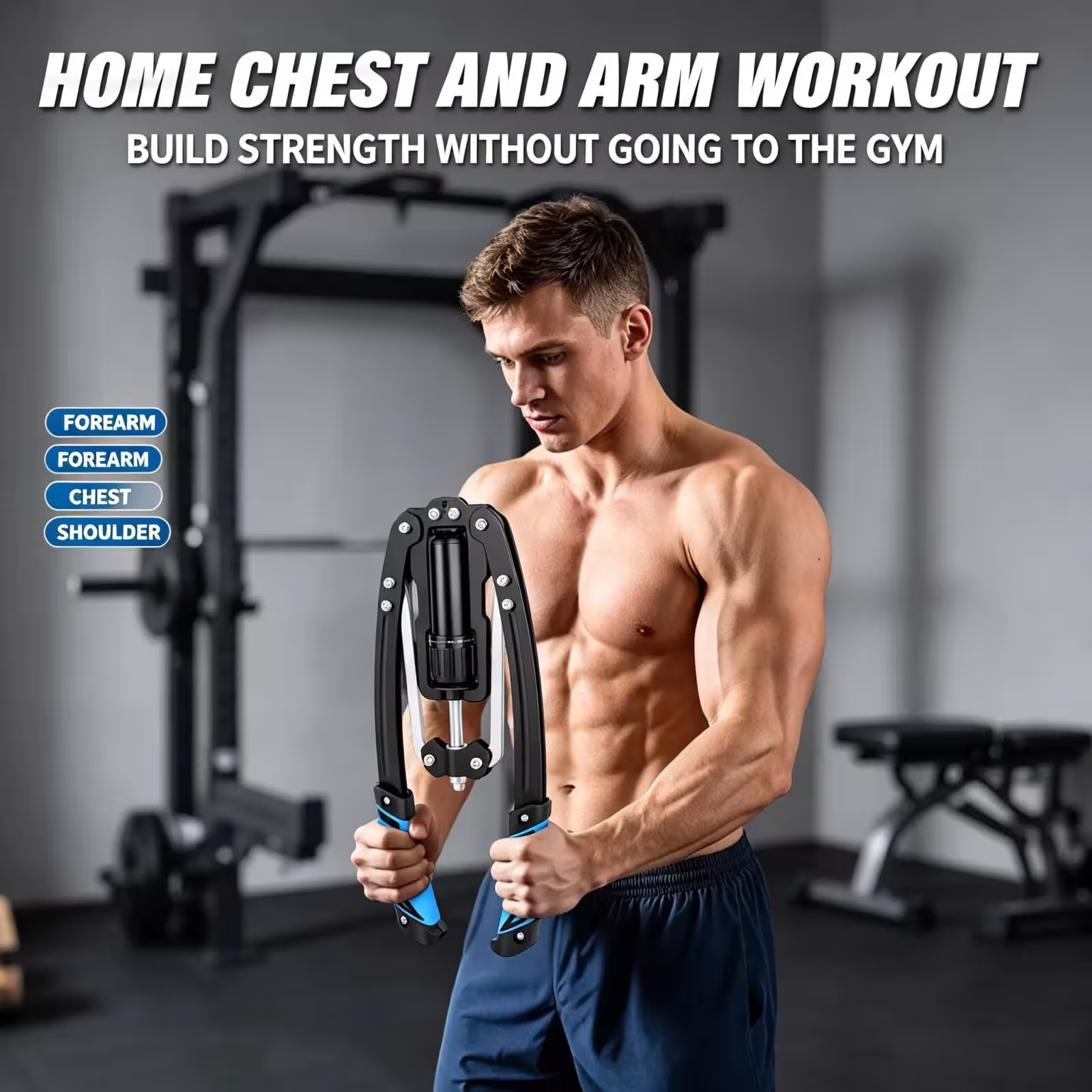 Hydraulic arm exerciser, 22-440 lbs, adjustable upper body workout equipment for home use