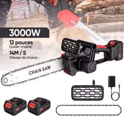 Troncatrice a catena cordless da 3000W, 12 pollici, 20000 RPM con batteria Makita da 18V