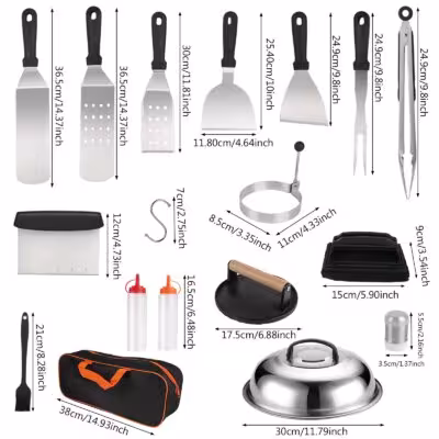 Multifunctional 29-Piece Barbecue Tool Set Stainless Steel Grill Utensils with Storage Bag Ideal for Camping Backyard Party Family Gathering 2