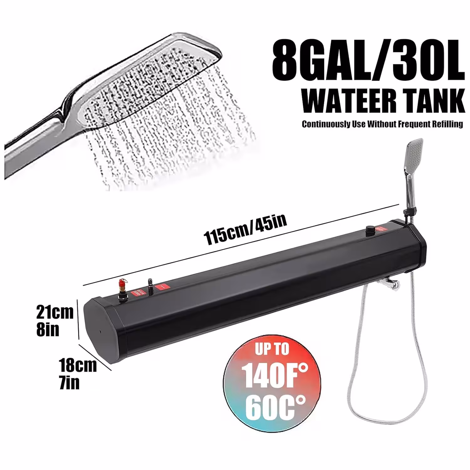 car shower water tank