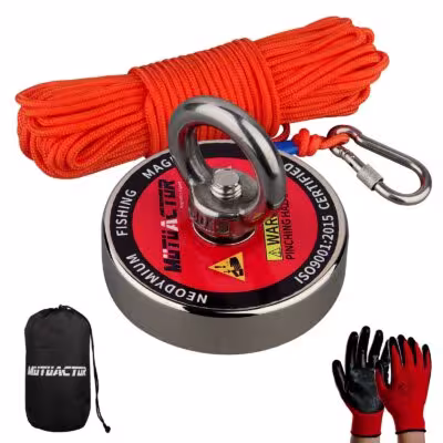 Strong Fishing Magnet 400LBS/700LBS/1000lbs Underwater Searching Salvage Magnets N52 Neodymium Permanent Rear Earth 20m Rope 1
