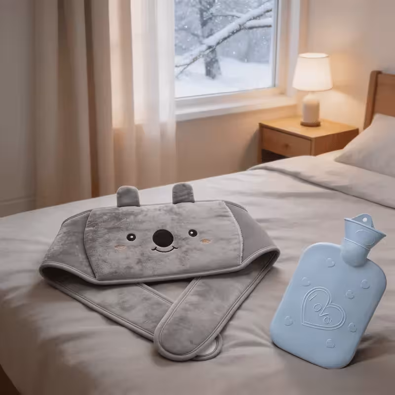 Bouteille d'eau chaude 1000 ml avec housse en flanelle, sachet de chaleur