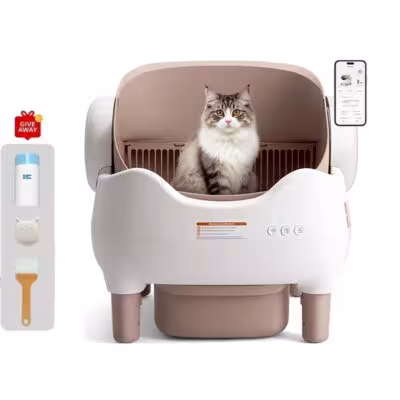 MIAOERDUO 76L Self-Cleaning Litter Box, APP Controlled, 2.4G WiFi/Safety Sensors, Deodorizing Function, 13L Large Waste Bin, Includes Aromatherapy Cleaning Brush&Trash Bags 1