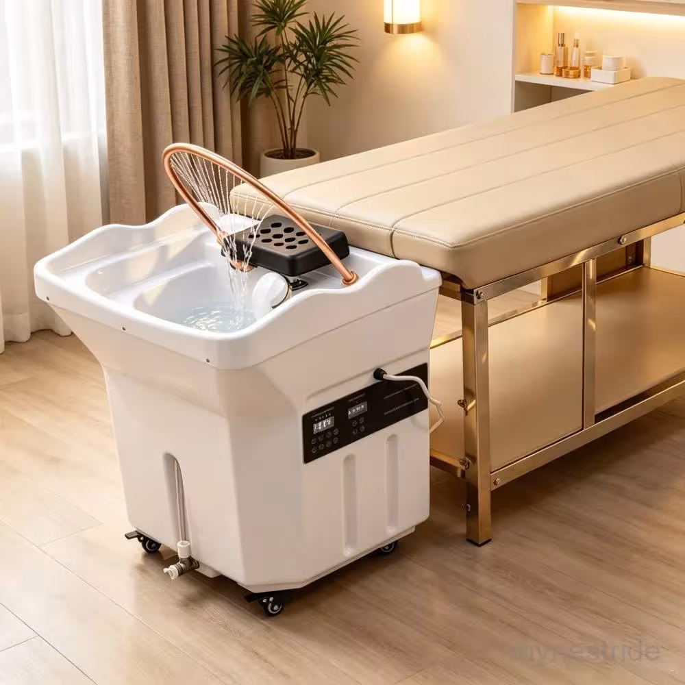 Poltrona per lavaggio capelli SPA mobile con circolazione dell'acqua e funzione vapore per saloni