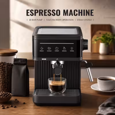 Professional espresso machine, 20 bar, touchscreen, milk frother, cup warmer, 1.8L removable water tank for home-made lattes and cappuccinos 1