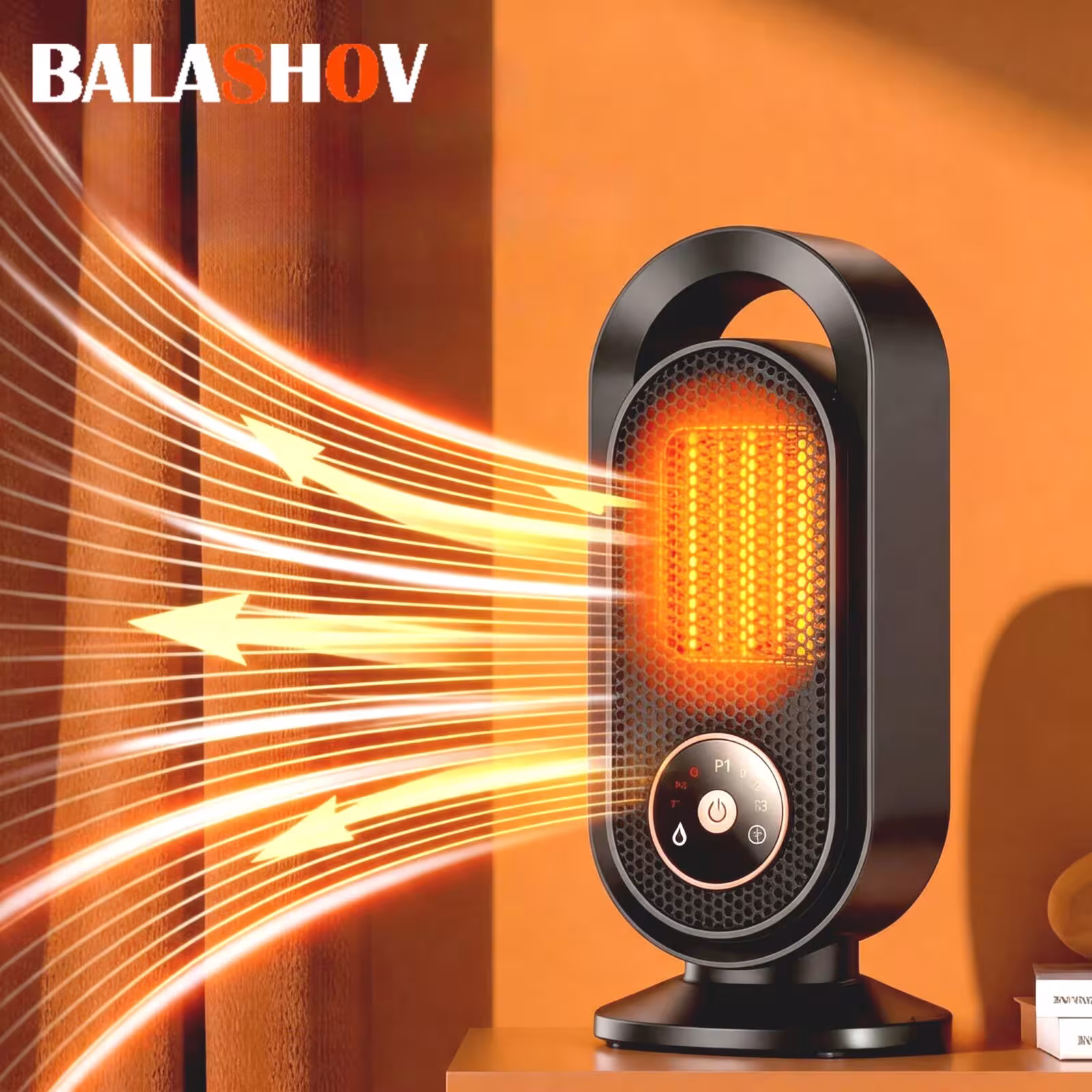 Portable ceramic PTC electric heater 1000W, fast and quiet, for office and bedroom