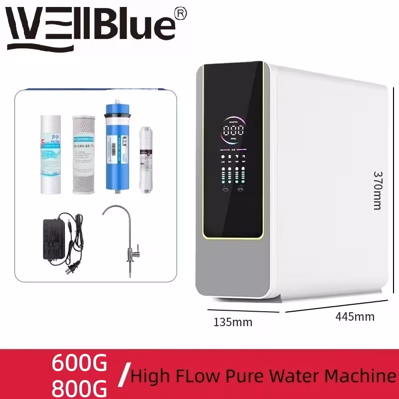 WellBlue 600G/800G RO vandens filtras virtuvei su LED ekranu, 2:1 santykiu