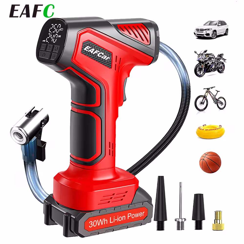 Bomba de aire inalámbrica para automóviles de 160 PSI con pantalla digital e iluminación LED