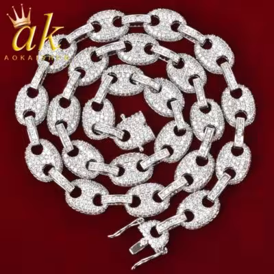 Collier pour homme en forme de grain de café, plaqué or, bijou de style hip-hop