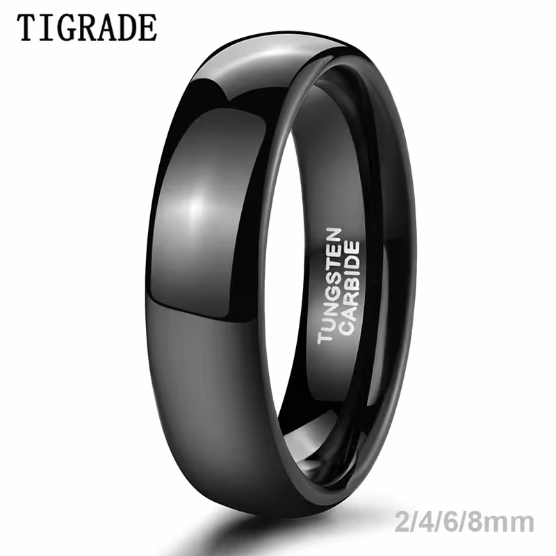TIGRADE volframo karbido žiedas vyrams ir moterims su graviravimu, 2/4/6/8mm