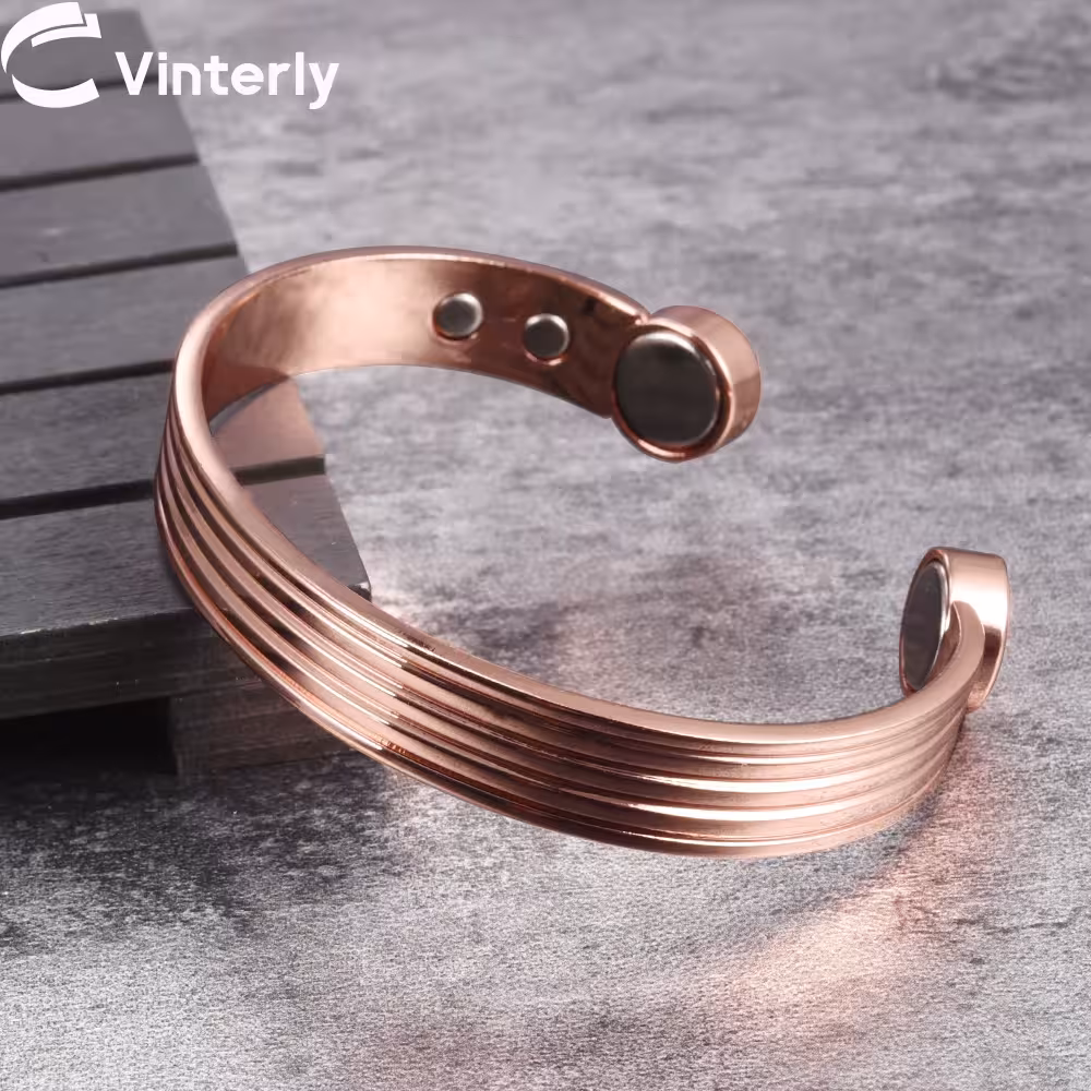 Bracciale in rame per uomo e donna, regolabile, magnetico, per alleviare i dolori articolari
