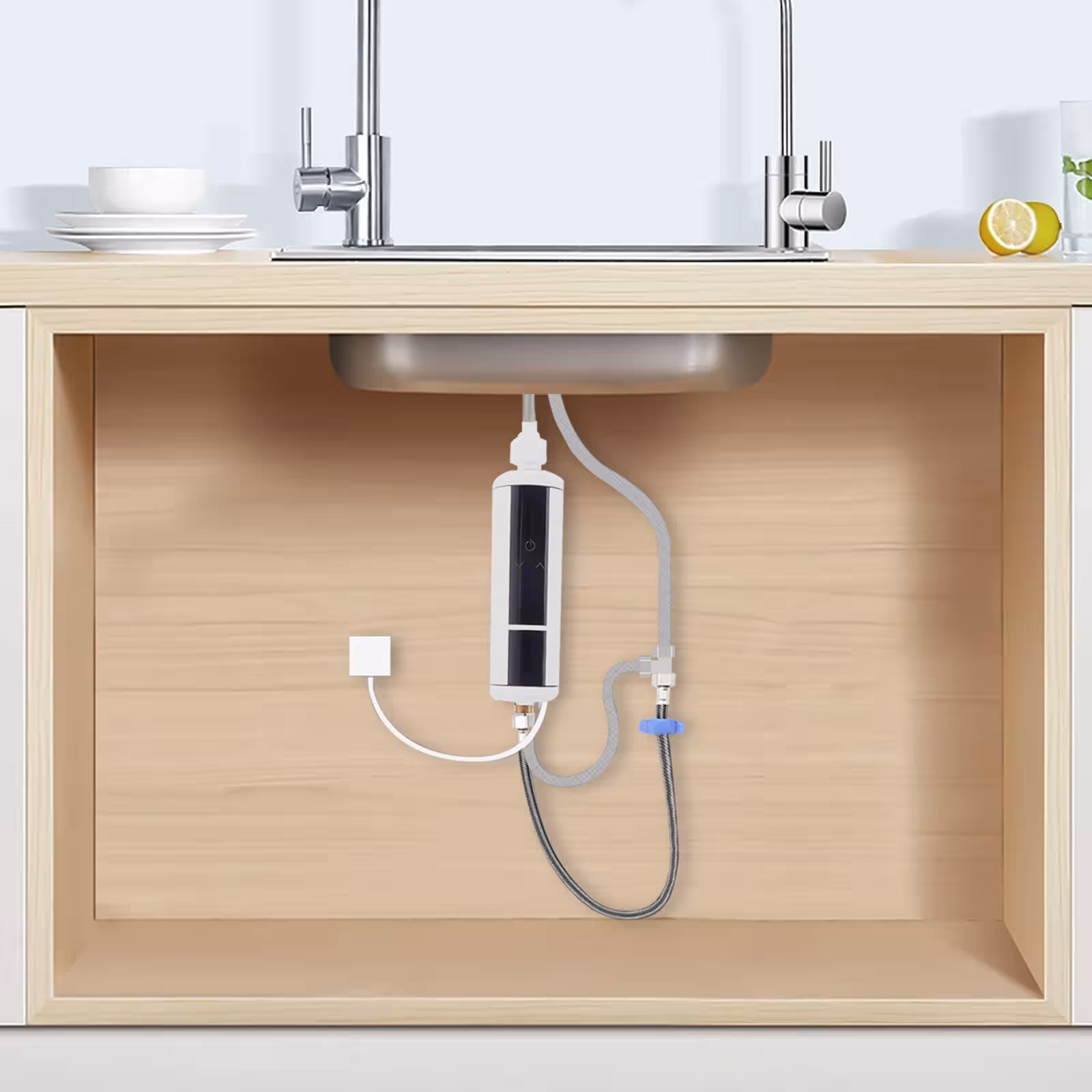 Calentador de agua eléctrico instantáneo de 3500W sin tanque, pantalla LED, para cocina y baño