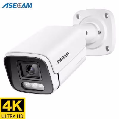 New 4K 8MP IP Camera Audio Outdoor POE H.265 Onvif Metal Bullet CCTV Home 4MP Color Night Vision Security Camera 1