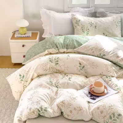 3pcs Elegant Floral Tea Art Print Duvet Cover Set， Soft Skin-Friendly Bedding Set Includes 1 Duvet Cover And 2 Pillowcases 1