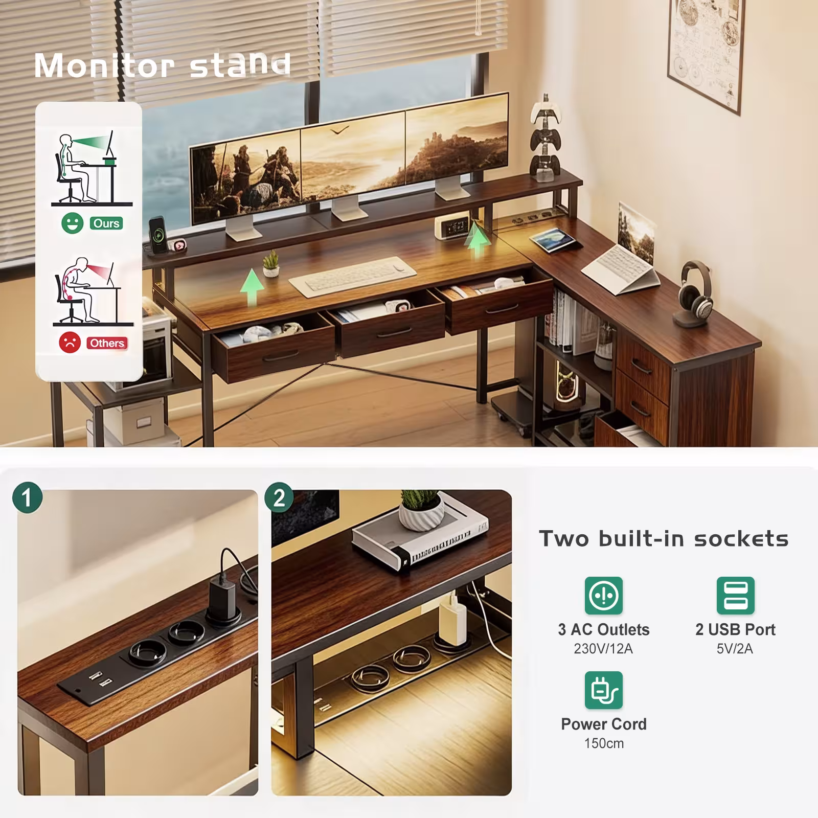 Computer desk with shelf