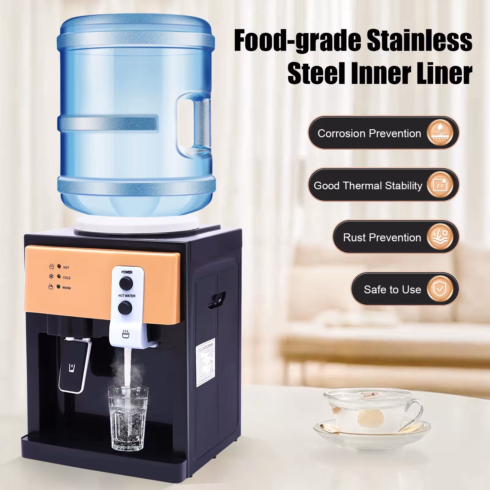 Distributeur de boissons chaudes et froides électrique avec réservoir supérieur, pour la maison et le bureau