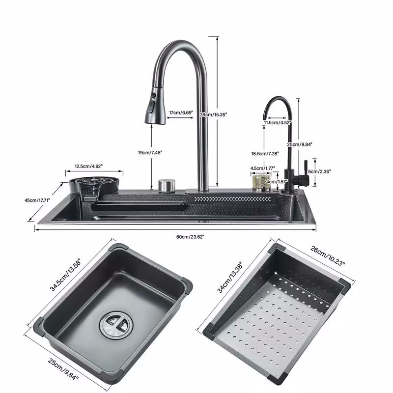 kitchen sink with waterfall effect