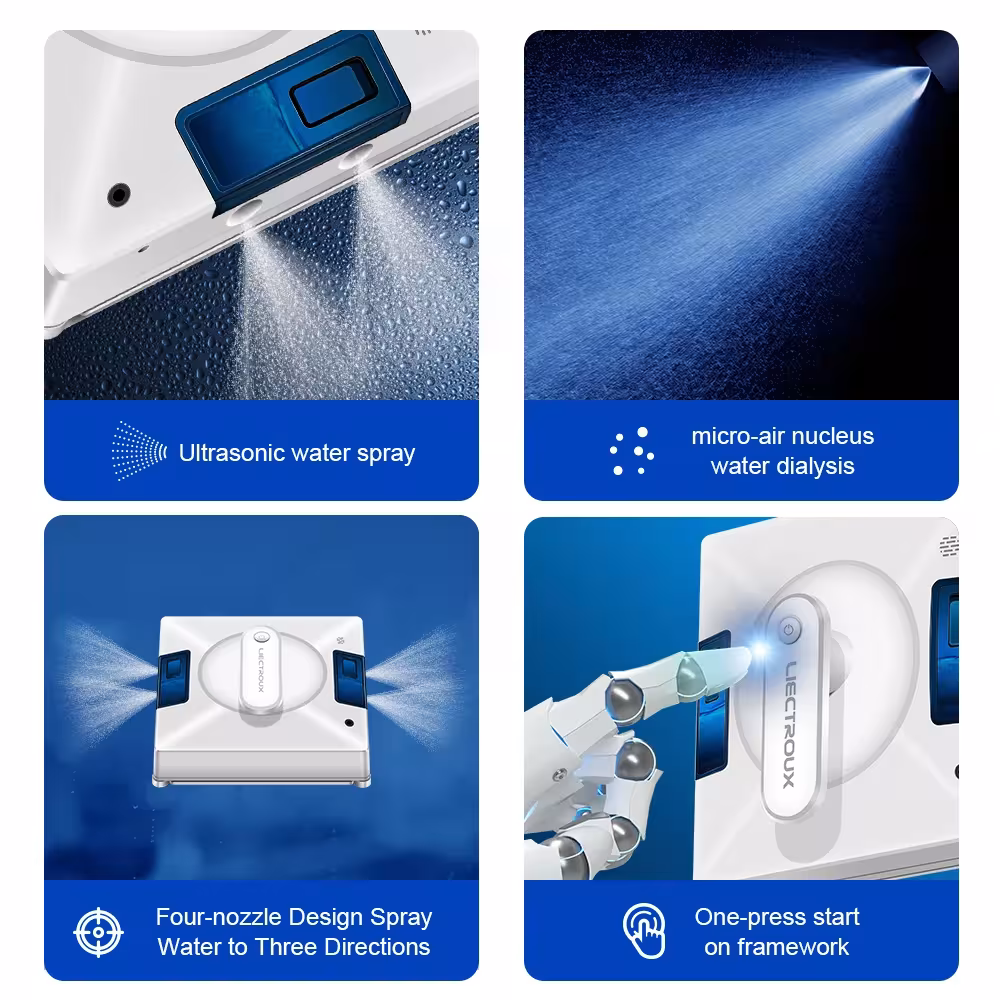 Window Cleaning Robot Liectroux YW509, 4-way spraying, laser sensor, remote control