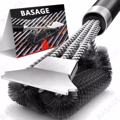 Safe Grill Brush - Bristle Free BBQ Grill Brush - Rust Resistant Stainless Steel Barbecue Cleaner - Great Grilling Accessories 1