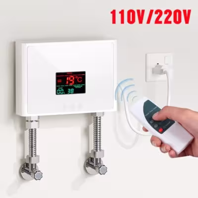 110V/220V Instant Water Heater 3000W/5500W Wall-Mounted Electric Heaters for Bathroom Hot Water Shower and Home Kitchen Heating 1