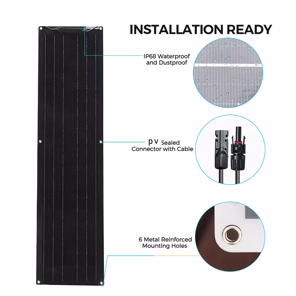 Kit de paneles solares flexibles de 50W.