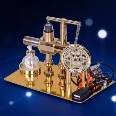 Modelo de motor Stirling con cilindro de aire caliente para demostraciones de física y clases de ciencias