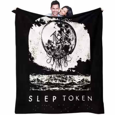 Sleep Token Flannel Blanket Black White Moon Jellyfish Gothic Print Soft Throw Blanket Warm Sofa Bed Travel Camping Blanket Gift 1