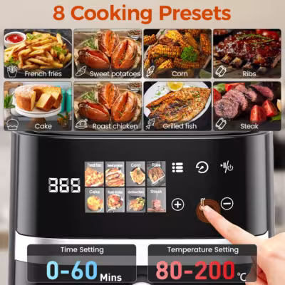 Patbrela 5.5L Capacity Air Fryer 1350W Oil Free Electric Fryer Timer Control Home Kitchen Cooker Non-fat Fryer 2