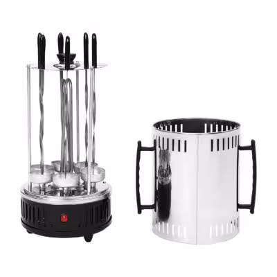 Griglia elettrica verticale da 1000W con 5/6 spiedini, rotante, senza fumo