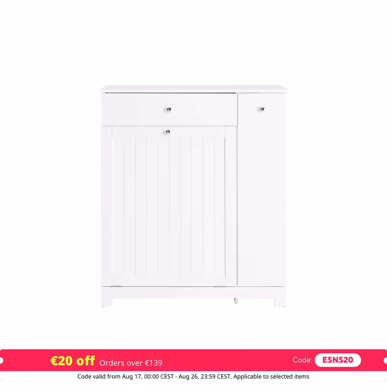 SoBuy BZR214-W vonios spintelė su skalbinių krepšiu, stalčiumi ir 2 krepšiais 78x38x90cm