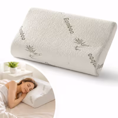 Breathable Cooling Bamboo Fiber Cover Neck Decompression Bed Pillow for Reduce Neck Pain and Promote Deep Sleep 1