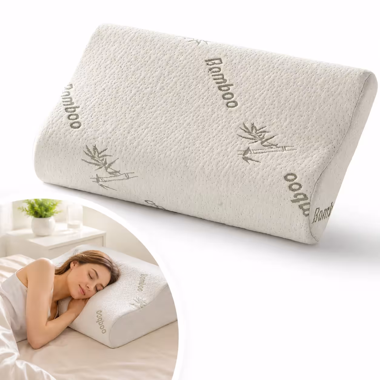 Breathable cooling bamboo pillow for reducing neck pain and promoting deeper sleep.