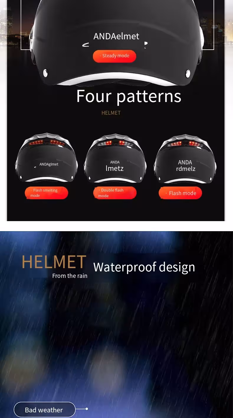 casco de moto con luces LED