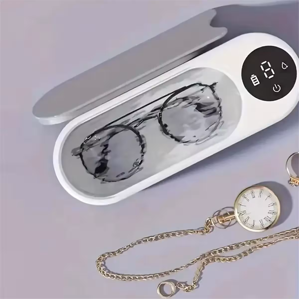 Appareil de nettoyage à ultrasons pour lunettes, bijoux et lentilles de contact, 15W