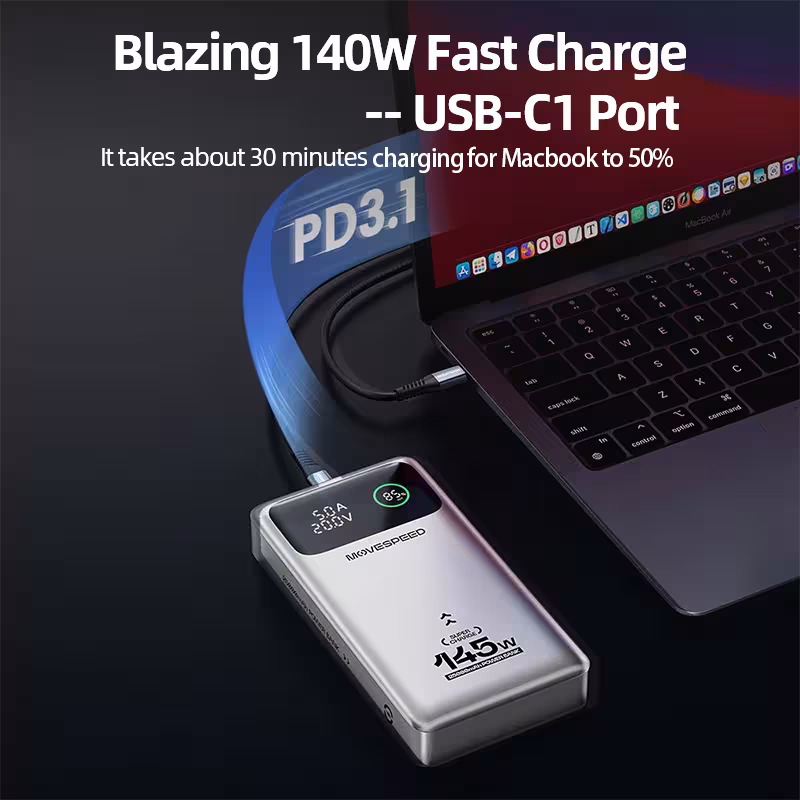 MOVESPEED M25Pro 140W Charger, 25000mAh PD3.1 Portable External Battery for MacBook and Laptops