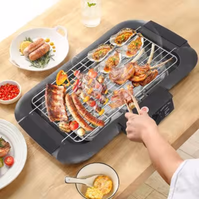 Electric Table Grill 2000W 6 Temperature Gears Grill Plate Electric Barbecue Grill Durable for Family Gathering Indoor Camping 1