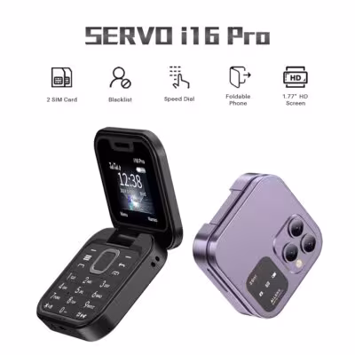 SERVO 2025 New Mini Flip Mobile Phone FM Radio Magic Voice Blacklist Speed Dial Vibration 2SIM Card Small Display Foldable Phone 1