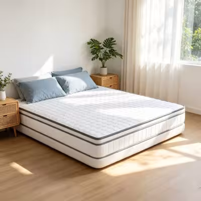Pocket spring mattress 90/140x200 cm, 25 cm thick, 7-zone ergonomic support, H2 medium comfort, pressure relief, motion isolation, breathable, vacuum packed, white grey 1